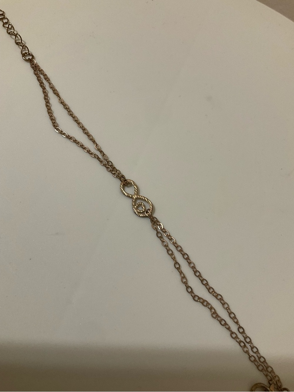 Delicate Gold tone Double-Chain Necklace with infinity with heart Pendant
